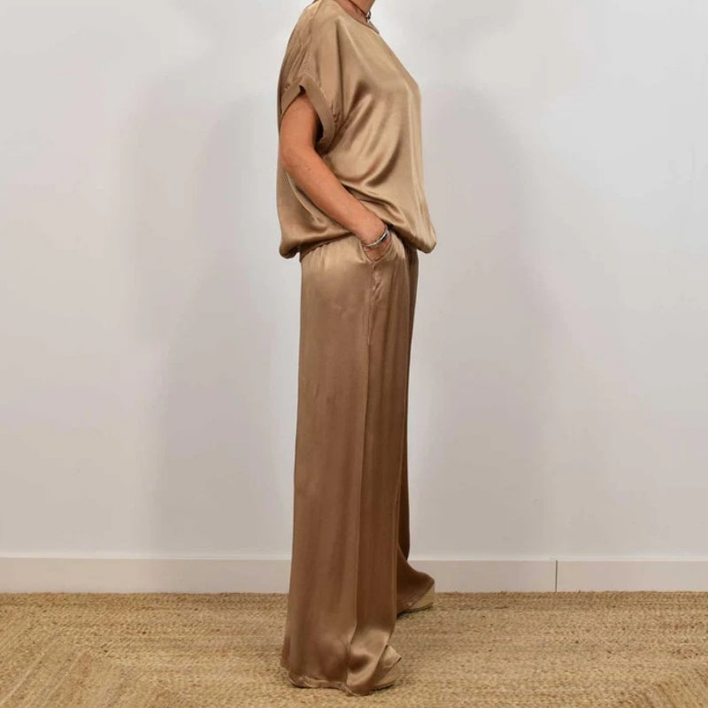 Ella | Elegant Chic Satin Two-Piece Set for Women