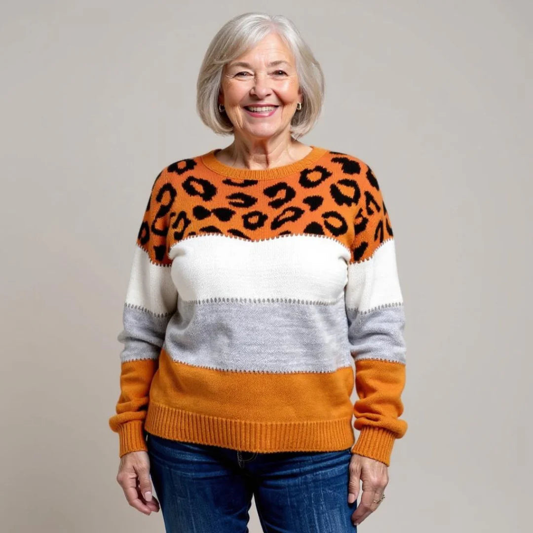 Mia | Stylish Relaxed Leopard Print Womens Sweater