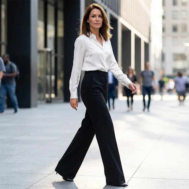 High-Waist Career Trousers
