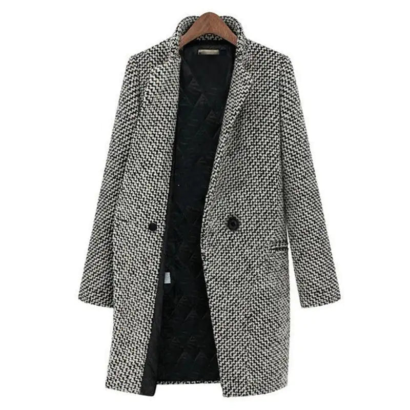 Veronica | Stylish Women's Houndstooth Wool Coat with Elegant Design