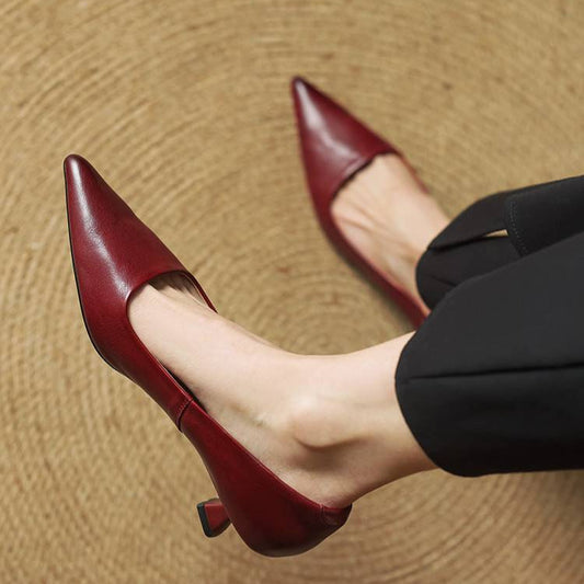 Emily | Elegant Pointed Toe Leather Pumps
