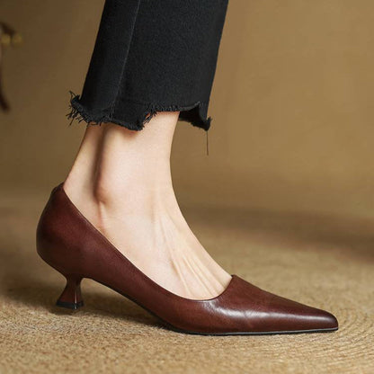 Emily | Elegant Pointed Toe Leather Pumps