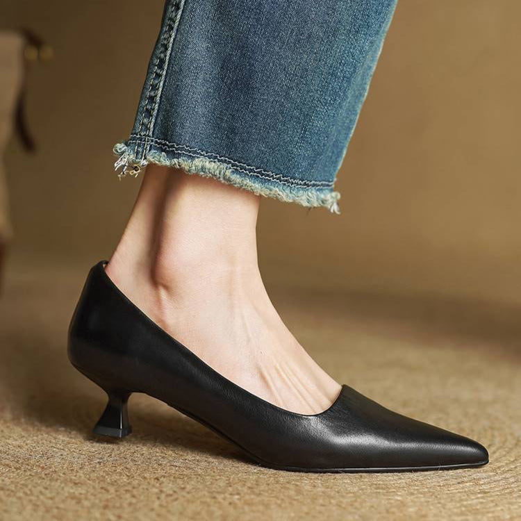 Emily | Elegant Pointed Toe Leather Pumps