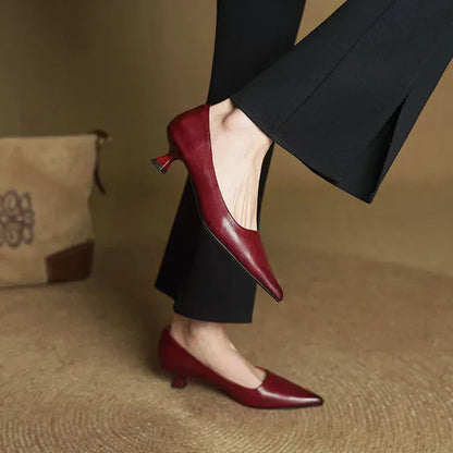 Emily | Elegant Pointed Toe Leather Pumps