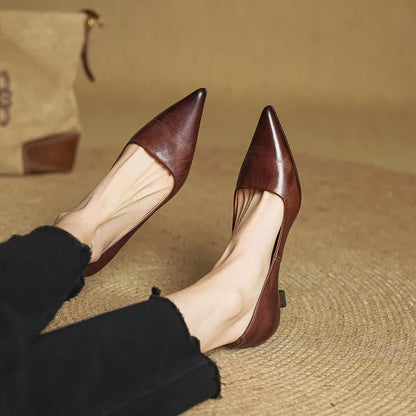 Emily | Elegant Pointed Toe Leather Pumps
