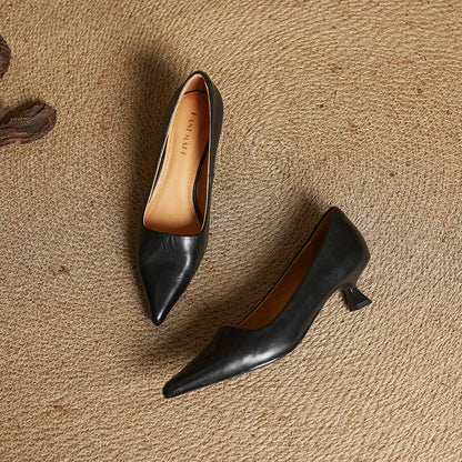 Emily | Elegant Pointed Toe Leather Pumps