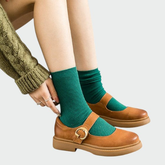 Mia | Elegant Two-Tone Leather Mary Janes