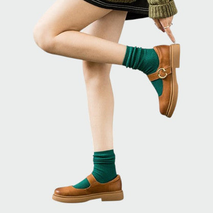 Mia | Elegant Two-Tone Leather Mary Janes