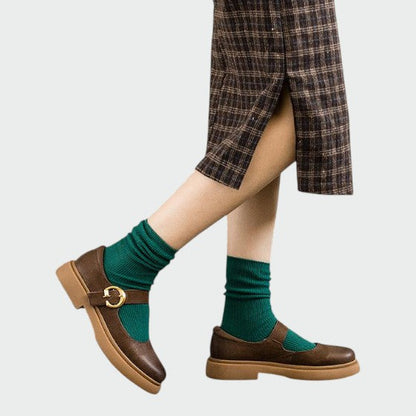 Mia | Elegant Two-Tone Leather Mary Janes