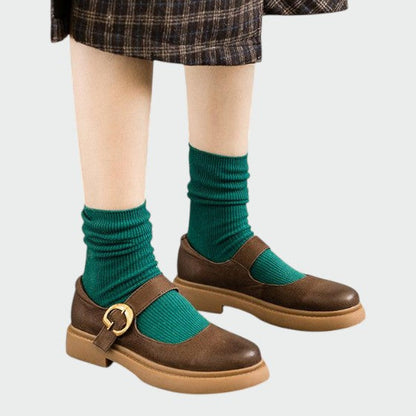 Mia | Elegant Two-Tone Leather Mary Janes