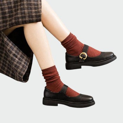 Mia | Elegant Two-Tone Leather Mary Janes