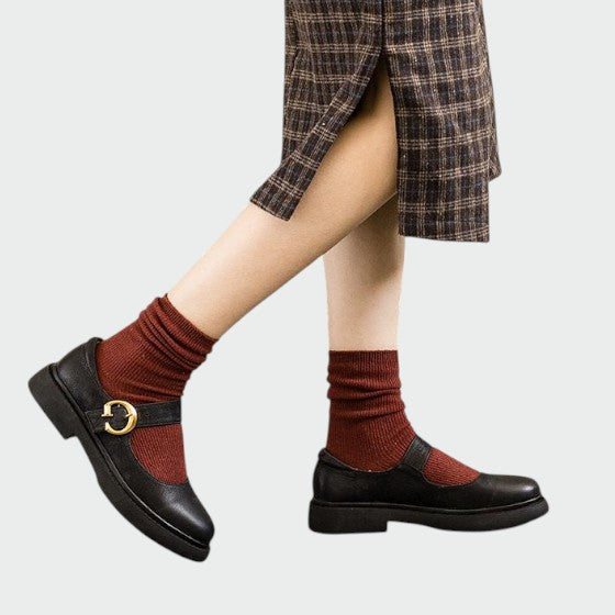 Mia | Elegant Two-Tone Leather Mary Janes