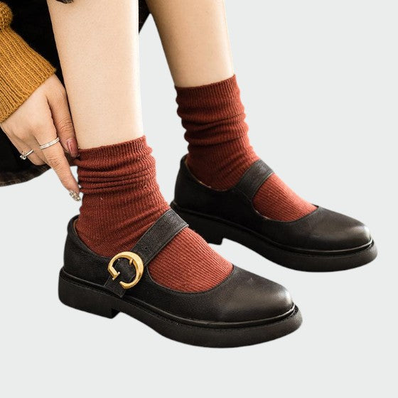 Mia | Elegant Two-Tone Leather Mary Janes