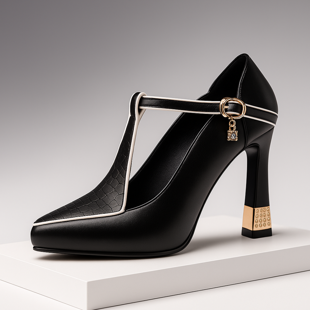 Sophia | Elegant Vegan Leather Charm Heels