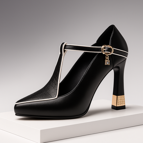 Sophia | Elegant Vegan Leather Charm Heels