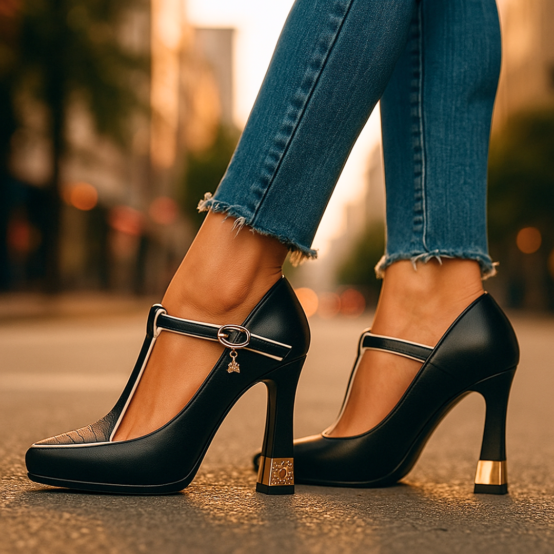 Sophia | Elegant Vegan Leather Charm Heels