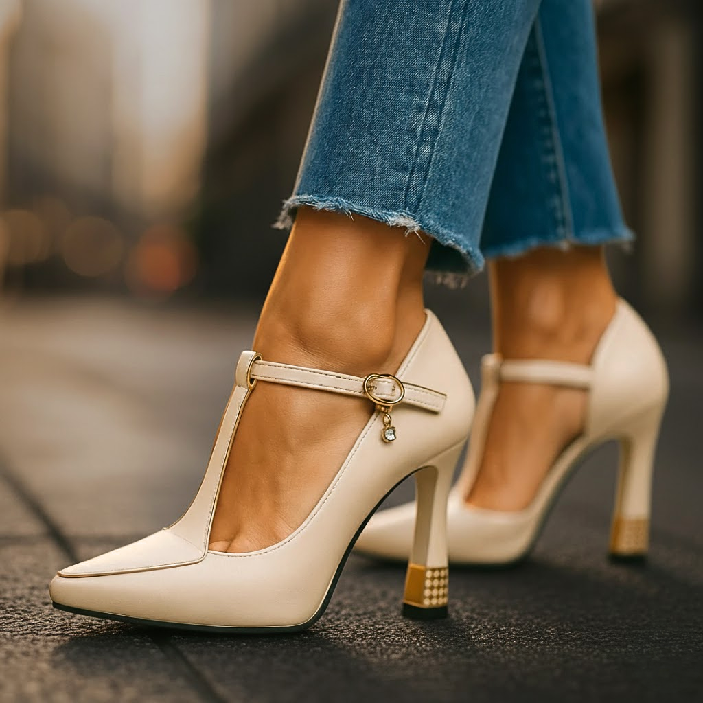 Sophia | Elegant Vegan Leather Charm Heels
