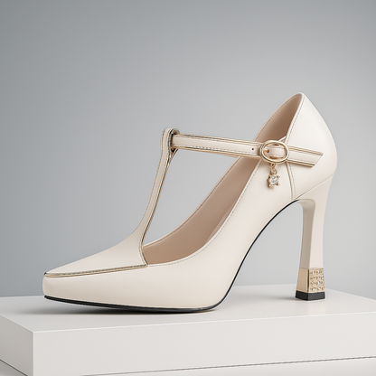 Sophia | Elegant Vegan Leather Charm Heels